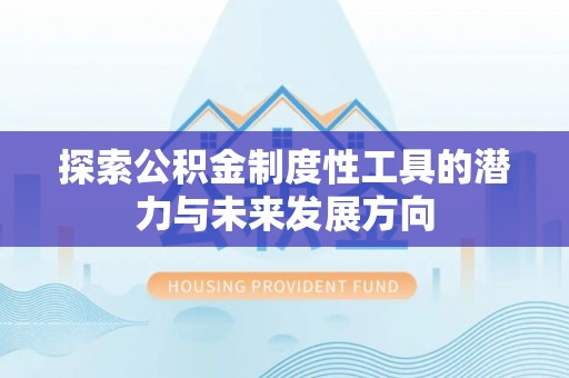 克孜勒苏柯尔克孜探索公积金制度性工具的潜力与未来发展方向