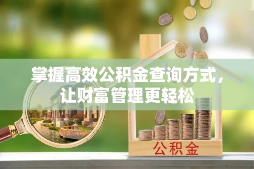 克孜勒苏柯尔克孜掌握高效公积金查询方式，让财富管理更轻松