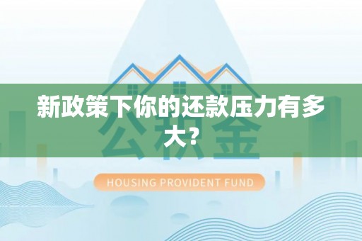 克孜勒苏柯尔克孜新政策下你的还款压力有多大？